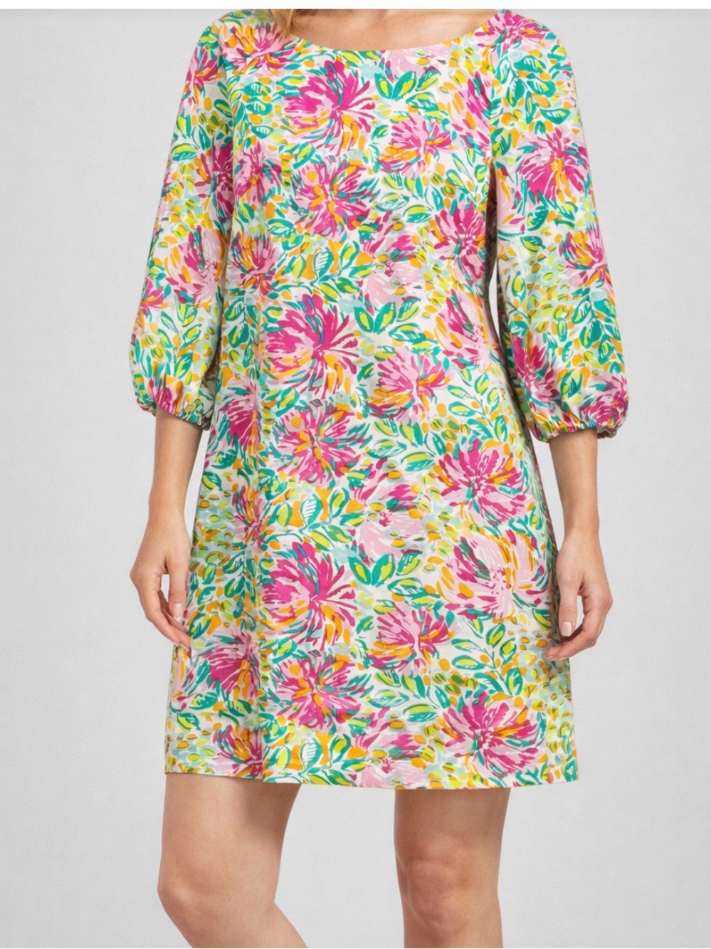 Lilly Pulitzer Vintage Floral Dress Cotton/Silk/Linen Blend – Fully Lined